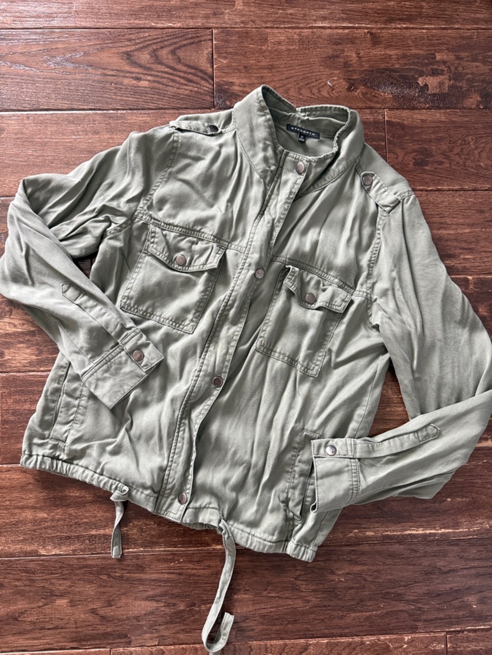 Staccato Military-Style Utility Jacket in Olive Green